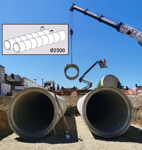 Réserve incendie en tuyaux grand diamètre