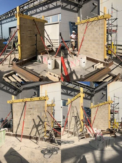 Essais BEMABLOC au CSTB - mur en blocs à bancher rectifiés