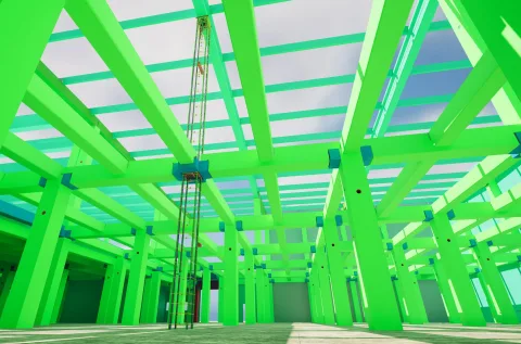 Modélisation 3D Tekla d'une structure béton préfabriqué