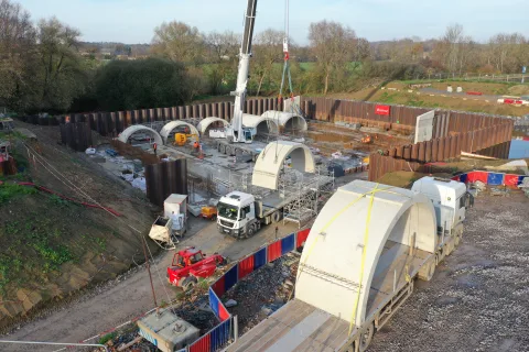 Restauration de cours d'eau - vue aérienne chantier