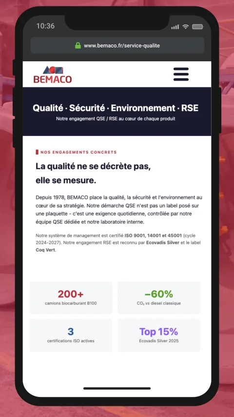 BEMACO formalise ses engagements RSE dans une page dédiée