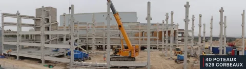 Projet DUO, aéroport CDG (93) : poutres cintrées et poteaux multi-corbeaux coulés sur mesure