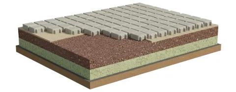 Schéma complexe sous pavés drainants - voirie béton BEMACO
