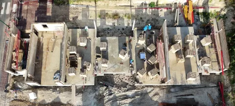 Chantier Épernay - pose de blocs à coller BEMACO