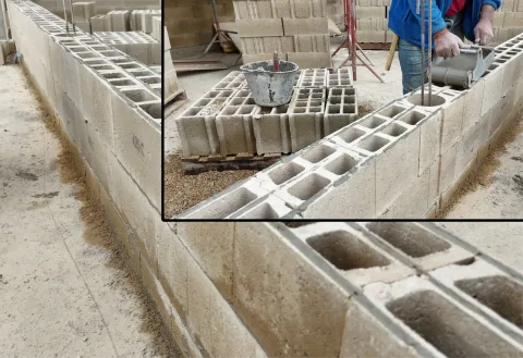 Chantier Épernay - murs en blocs à coller
